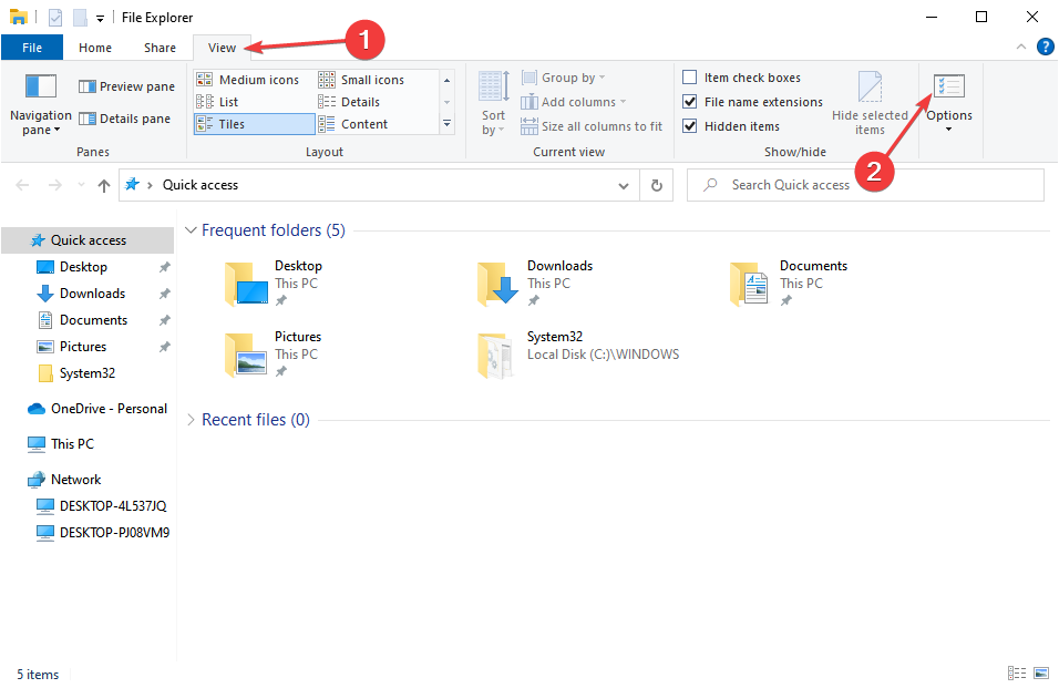 file explorer options