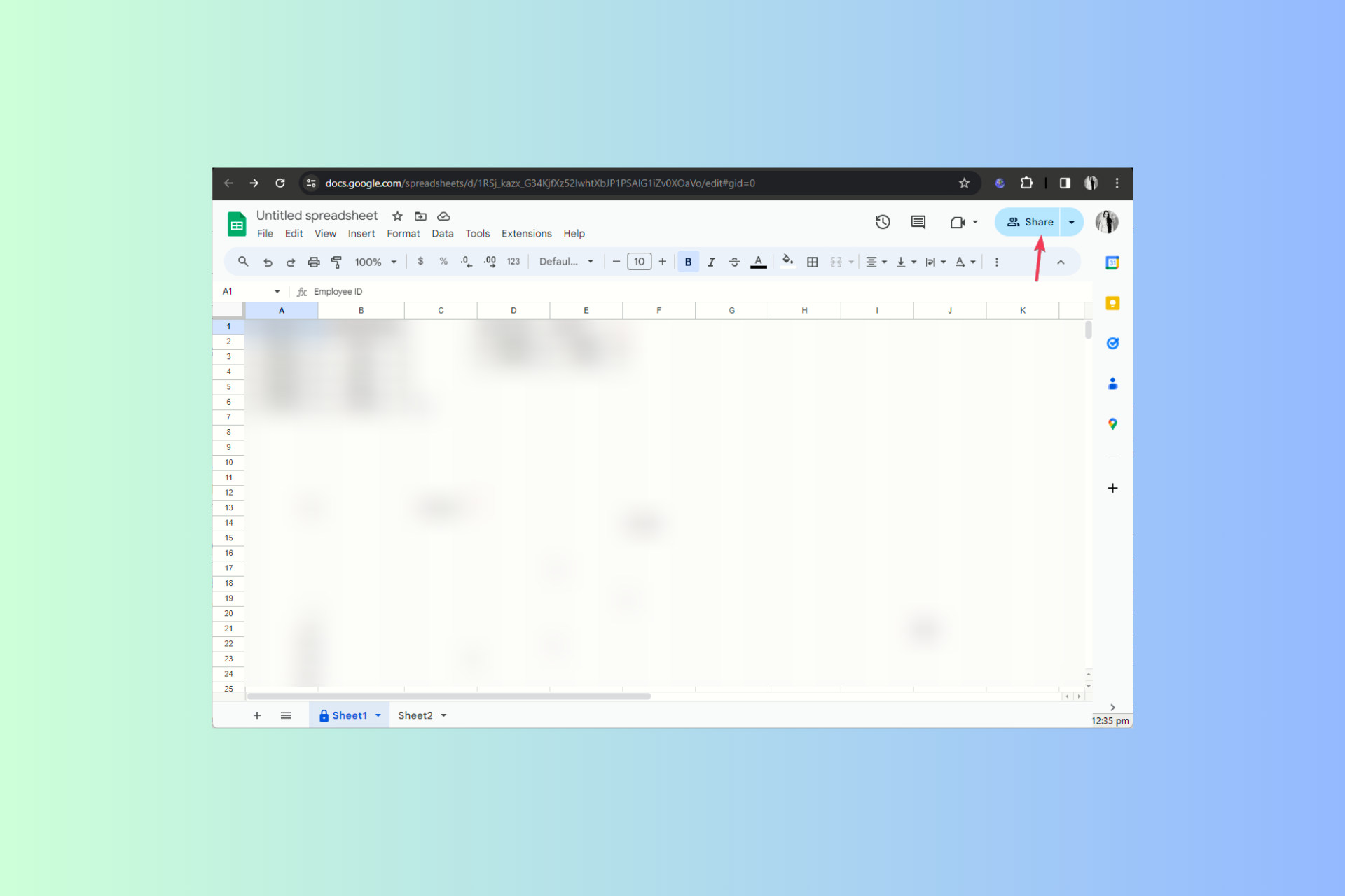 Share -Give Edit Access to Google Sheets